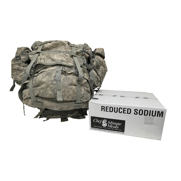 Rucksack with Frame MOLLE II ACU Digital Plus 1 case of 2026 5 MINUTE CHEF MEALS - LOW SODIUM