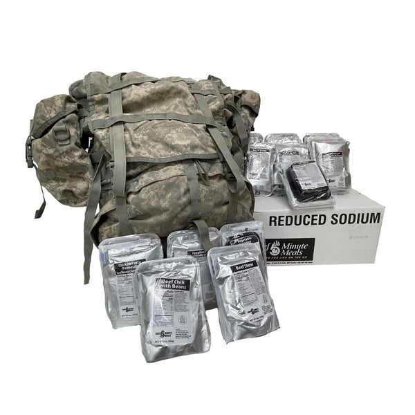 Rucksack with Frame MOLLE II ACU Digital Plus 1 case of 2026 5 MINUTE CHEF MEALS - LOW SODIUM
