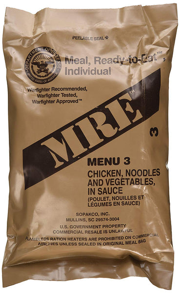 Meal, Ready-to-Eat -- aka MRE: 'Warfighter tested . . . warfighter  approved' 