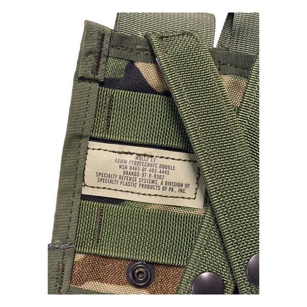 USGI MOLLE II Double 40mm Pyrotechnic Pouch Woodland M81 BDU