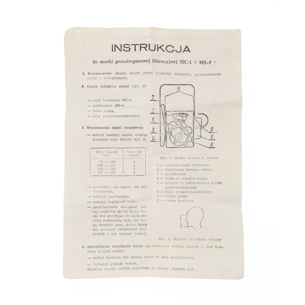 Polish MC-1 Gas Mask with Carry Bag & Filter