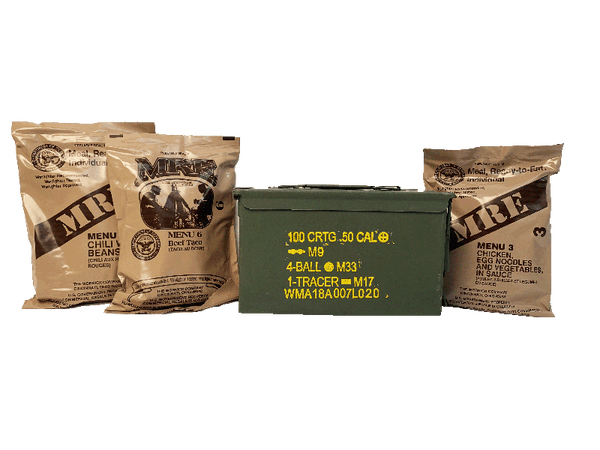 Military MREs w/50 Cal Gift Can