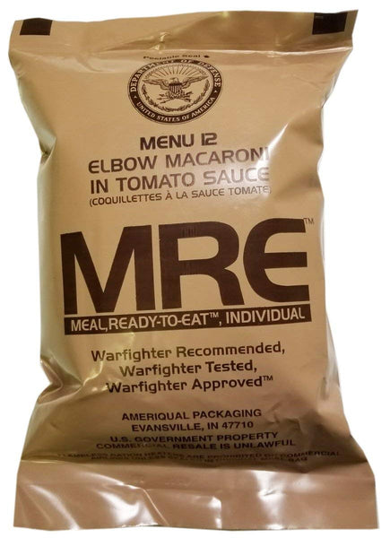 MRE Elbow Macaroni in Tomato Sauce Menu 12 2021 Military MRE Food