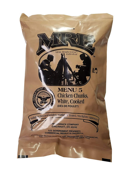 MRE Chicken Chunks, white, cooked Menu 5 2021 Military MRE Food