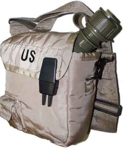 New 2 QT Collapsible Water Canteen + Desert Tan Cover Pouch with Sling USGI