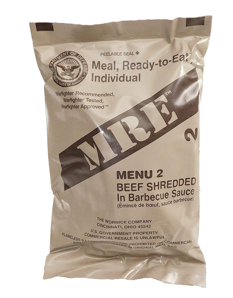 MRE Beef Shredded in BBQ Sauce Menu 2 2021 Military MRE Food