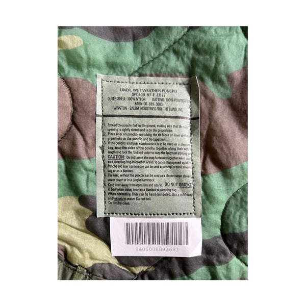 Woodland Camo Poncho Liner Labels - New - 8405-00-889-3683