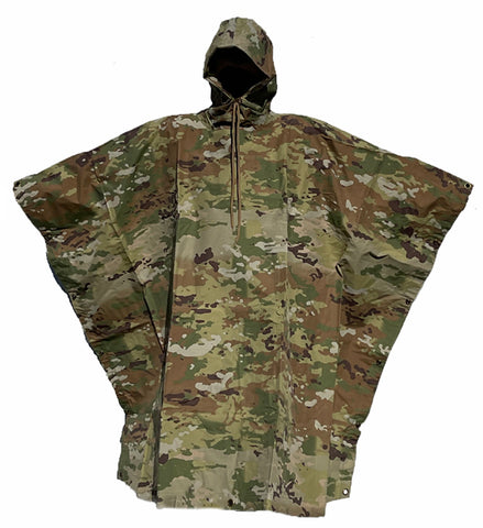 OCP Military Style Poncho Multi Use Rip Stop Camouflage Rain Poncho - w/Carry Bag 