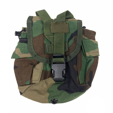 1 QT Utility Pouch Canteen Cover Tactical Molle II Woodland Camo